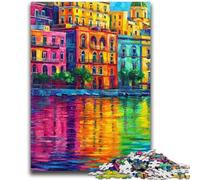Puzzles pour Adultes et Adolescents, Peinture du Front de mer de Naples, Italie, Puzzle pour Adultes, défi d'intelligence cérébrale, Jouets addictifs pour la décoration de la Maison (38x26cm)