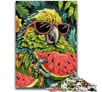 Puzzles pour Adultes et Adolescents Perroquet Mangeant Une pastèque, Jeu Stimulant pour Tous, pour Femmes et Hommes, 50 x 75 cm