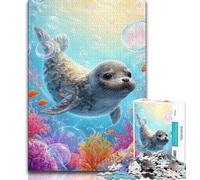 Puzzles pour Adultes et Adolescents Phoque de l'océan, Un Jeu Stimulant idéal comme Cadeau pour Toute la Famille (Taille 75x50cm)