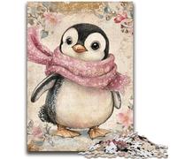 Puzzles pour Adultes et Adolescents Pingouin Portant Un Foulard Jeux éducatifs Décoration d'intérieur Collection d'artistes, Beaux-Arts 38x26cm