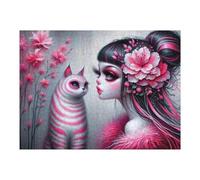 Puzzles pour Adultes Et Adolescents Pink Gothic Fairy and Cat Puzzles Anti-Stress, À La Fois Amusants, Humoristiques Et Stimulants 1000pcs(52x38cm)
