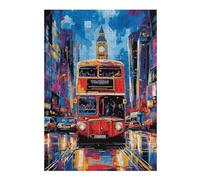 Puzzles pour Adultes Et Adolescents Pop Art London Bus with Big Ben Backdrop Puzzles pour Adultes Jeux De Société en Famille Loisirs À La Maison Interaction Parent-Enfant 38x26cm/1000pcs