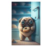 Puzzles pour Adultes Et Adolescents Pug Stealing Donuts Puzzles pour Adultes - Décoration Murale - Modèle À Assembler - Difficulté Et Défi