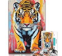 Puzzles pour Adultes et Adolescents Puzzle Adulte Tiger Graffiti, Jeu Stimulant, idéal comme Cadeau pour Toute la Famille (Taille 38x26cm)