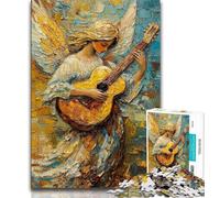 Puzzles pour Adultes et Adolescents Puzzle Ange Jouant de la Guitare, Peinture à l'huile Un Jeu Stimulant, idéal comme Cadeau pour Toute la Famille (38x26cm)