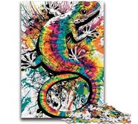 Puzzles pour Adultes et Adolescents, Puzzle Aquarelle Gecko Anti-Stress, défi Difficile avec Affiche et Feuille de Questions correspondantes 26x38cm