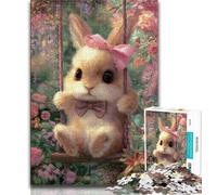 Puzzles pour Adultes et Adolescents, Puzzle bébé Lapin sur la balançoire, pour Jeu éducatif, Jouet de défi, Cadeau d'anniversaire, Cadeaux, décoration Murale (38x26cm)