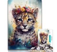 Puzzles pour Adultes et Adolescents, Puzzle bébé léopard coloré pour Adultes, Jeu Stimulant, idéal comme Cadeau pour Toute la Famille (Taille 75x50cm)