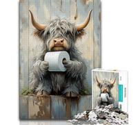 Puzzles pour Adultes et Adolescents Puzzle Bébé Yak Jouant avec du Papier Toilette, Anti-Stress Staycation Kill Time Wishlist avec Le Père Noël 75x50cm