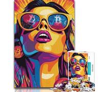Puzzles pour Adultes et Adolescents, Puzzle Bitcoin Girl, Jeu Familial éducatif, idéal pour la décoration de Bureau (75x50cm)