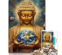 Puzzles pour Adultes et Adolescents Puzzle Bouddha Tenant la Terre Aidez Le Cerveau à exercer Jouets addictifs pour cultiver la Patience Collection d'artistes Beaux-Arts 50x75cm