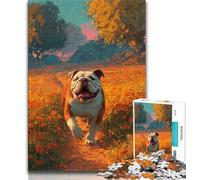 Puzzles pour Adultes et Adolescents, Puzzle Bouledogue Anglais Heureux, Jeux éducatifs, décoration d'intérieur, Cadeau d'anniversaire, Cadeaux, Art Mural (75x50cm)