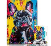 Puzzles pour Adultes et Adolescents, Puzzle Bouledogue français, Peinture à l'huile, Jouets éducatifs, Jeux Anti-Stress, renforce l'amour Entre Couples (75x50cm)
