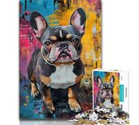 Puzzles pour Adultes et Adolescents, Puzzle Bouledogue français, Peinture à l'huile, Jouets éducatifs, Jeux Anti-Stress, renforce l'amour Entre Couples (38x26cm)