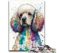 Puzzles pour Adultes et Adolescents, Puzzle Caniche à l'aquarelle, défi d'intelligence cérébrale, Jouets addictifs, Cadeau d'anniversaire, Art Mural 50x75cm