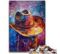 Puzzles pour Adultes et Adolescents, Puzzle Chapeau de Cowboy, Anti-Stress, défi Difficile avec Affiche et Feuille de Questions-réponses Assorties 50x75cm