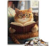 Puzzles pour Adultes et Adolescents Puzzle Chat lisant Un Livre Design Dynamique et Unique Expérience de Puzzle relaxante et stimulante 50x75cm