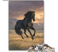 Puzzles pour Adultes et Adolescents, Puzzle Cheval Noir, Anti-Stress, séjour, Tuer Le Temps, liste de souhaits avec Le Père Noël 70x100cm