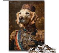 Puzzles pour Adultes et Adolescents Puzzle Colonel Golden Retriever Jouets de Divertissement Familial pour Toute la Famille 38x26cm