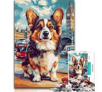 Puzzles pour Adultes et Adolescents Puzzle Corgi sous Big Ben, Jouet éducatif Anti-Stress, idéal comme Cadeau pour Toute la Famille (75x50cm)