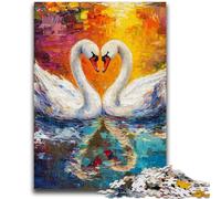 Puzzles pour Adultes et Adolescents, Puzzle de 1 000 pièces, Couple de cygnes Blancs, pour Les Plus de 14 Ans Cadeaux intéressants pour la réduction du Stress, pour Les Amis et la Famille, 50x75cm
