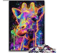 Puzzles pour Adultes et Adolescents, Puzzle de 1 000 pièces, Girafe mystérieuse, Anti-Stress, défi Difficile avec Affiche et fiche de Questions-réponses Assorties, 38x52cm