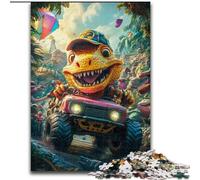 Puzzles pour Adultes et Adolescents Puzzle Dinosaure conduisant Une Voiture, pour 14 Ans et Plus Jeu Stimulant à Offrir à Toute la Famille et aux Amis 26x38cm