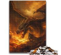 Puzzles pour Adultes et Adolescents Puzzle Dragon Flamme Jouet éducatif intellectuel décompressant Convient aux Couples de 14 Ans et Plus 50x75cm