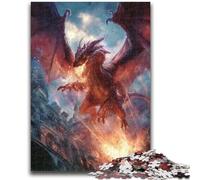 Puzzles pour Adultes et Adolescents Puzzle Dragon Flamme pour et à partir de 14 Ans Jouets de Jeu Car il est idéal comme Cadeau pour Toute la Famille 50x75cm