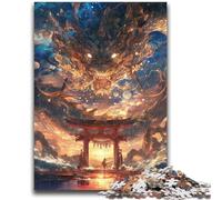 Puzzles pour Adultes et Adolescents, Puzzle Dragon Torii Gate, défi d'intelligence cérébrale, Jouets addictifs, Cadeau d'anniversaire, décoration Murale 50x75cm