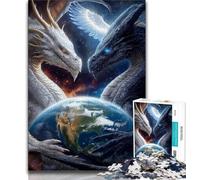 Puzzles pour Adultes et Adolescents Puzzle Dragons Volants encerclant la Terre Un Jeu Stimulant, idéal comme Cadeau pour Toute la Famille (38x26cm)