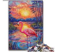Puzzles pour Adultes et Adolescents Puzzle Flamingo au Coucher du Soleil Jeu Stimulant Jouets à Offrir en Cadeau pour Toute la Famille à partir de 14 Ans 70x100cm