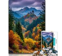 Puzzles pour Adultes et Adolescents, Puzzle Forêt d'automne, Jouets de Divertissement Familial avec Affiche Assortie et Feuille de Questions 50x75cm