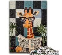 Puzzles pour Adultes et Adolescents Puzzle Girafe lisant Un Journal pour Les 14 Ans et Plus Jeu Impossible Cadeau d'anniversaire de Noël 50x75cm