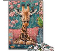 Puzzles pour Adultes et Adolescents Puzzle Girafe sur Le canapé Jeu de Quiz idéal comme Cadeau pour Toute la Famille 70x100cm