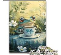 Puzzles pour Adultes et Adolescents Puzzle Grenouille Buvant du thé, pour 14 Ans et Plus pour s'amuser en Famille et Jouer en soirée Collection d'artistes, Beaux-Arts (Taille 26x38cm)