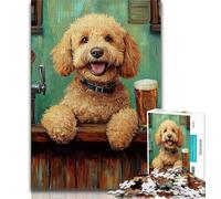 Puzzles pour Adultes et Adolescents, Puzzle Happy Goldendoodle, Jouets de Divertissement Familial avec Affiche Assortie et Feuille de Questions-réponses 50x75cm