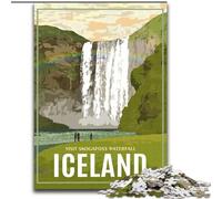 Puzzles pour Adultes et Adolescents Puzzle Islande Cascade de Skogafoss, pour 14 Ans et Plus Jeu Stimulant et Jeu Familial Superbe 50x75cm