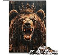 Puzzles pour Adultes et Adolescents Puzzle King Brown Bear Jouet éducatif Anti-Stress Interaction Parent-Enfant pour et 14 Ans 50x75cm
