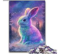 Puzzles pour Adultes et Adolescents, Puzzle Lapin néon, Jeux éducatifs, décoration d'intérieur, Cadeau d'anniversaire, Cadeaux, Art Mural 70x100cm
