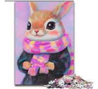 Puzzles pour Adultes et Adolescents Puzzle Lapin Portant Une écharpe Difficile à réaliser, mais Amusant et Humoristique Cadeau d'anniversaire, Cadeaux, Art Mural 50x75cm