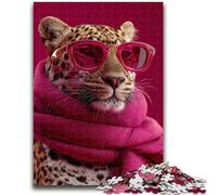 Puzzles pour Adultes et Adolescents Puzzle Léopard Portant Un Foulard Convient aux Personnes de 14 Ans et Plus Jeu éducatif Jouet de défi Cadeau pour Les Anniversaires 26x38cm