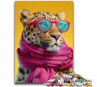 Puzzles pour Adultes et Adolescents Puzzle Léopard Portant Un Foulard Jouets éducatifs pour l'apprentissage Jeux familiaux Améliorer l'amour Entre Les Couples 26x38cm