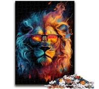 Puzzles pour Adultes et Adolescents, Puzzle Lion coloré avec Lunettes, pour Les 14 Ans et Plus, Jeu intellectuel, Cadeaux d'anniversaire de Noël, 50x75cm