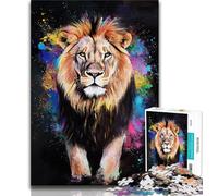 Puzzles pour Adultes et Adolescents Puzzle Lion mâle majestueux Jouets de Divertissement Familial pour Toute la Famille 38x26cm
