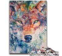 Puzzles pour Adultes et Adolescents Puzzle Loup Aquarelle, Jeux Amusants en Famille, idéal comme Cadeau pour Toute la Famille 50x75cm