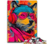 Puzzles pour Adultes et Adolescents, Puzzle Loup avec Casque pour Jeu éducatif, Jouet de défi, décoration d'intérieur Unique et Cadeaux 26x38cm