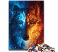 Puzzles pour Adultes et Adolescents Puzzle Loup de Glace et de feu Jouet éducatif intellectuel décompressant Convient aux Couples de 14 Ans et Plus 26x38cm