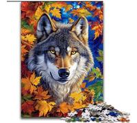 Puzzles pour Adultes et Adolescents Puzzle Loups et Feuilles mortes Anti-Stress avec pièces entièrement emboîtables de Formes aléatoires pour Les Enfants de 14 Ans et Plus 26x38cm