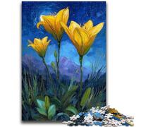 Puzzles pour Adultes et Adolescents - Puzzle Lys Jaunes dans Le Ciel Nocturne - Jouets éducatifs et éducatifs - Jeux familiaux - Renforce l'amour Entre Les Couples - 26x38cm